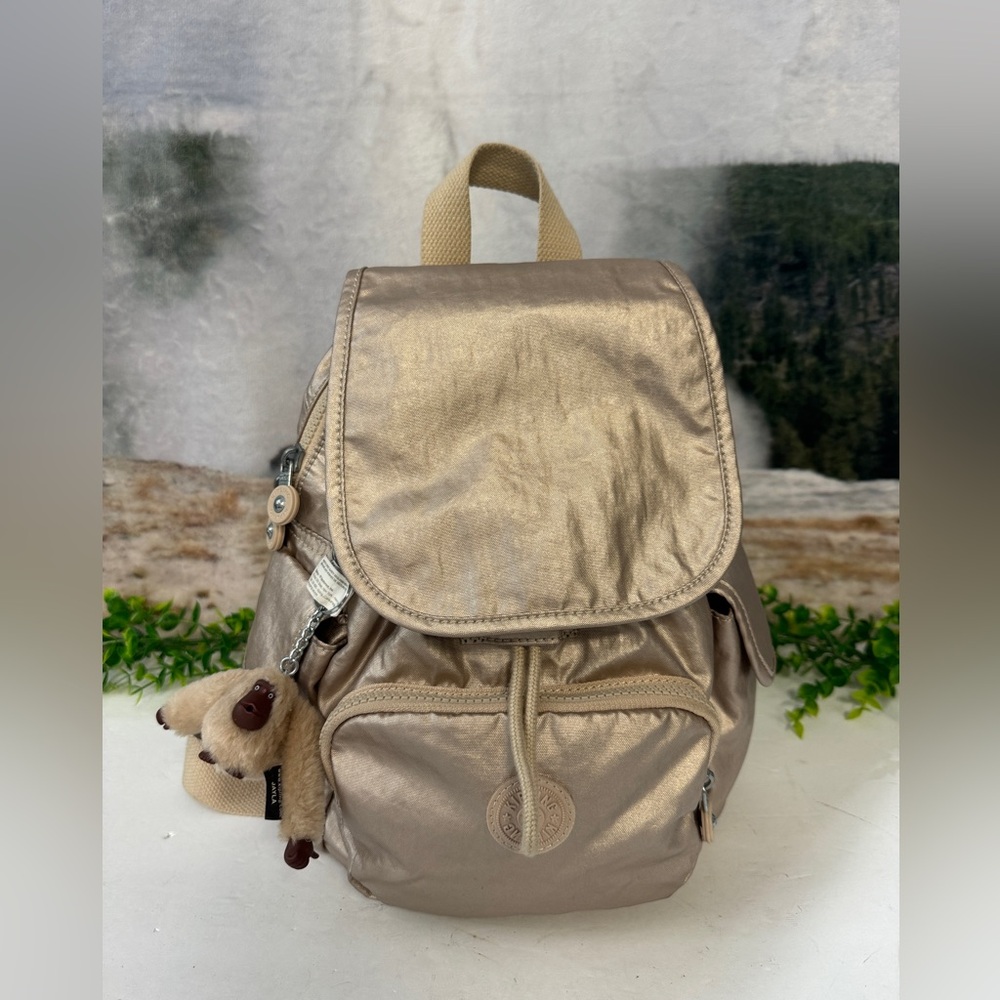 Kipling Ravier Medium Backpack Sparkle Gold